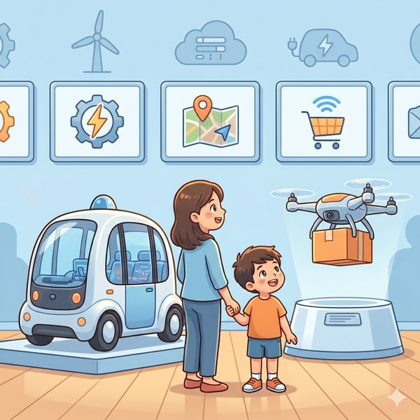 学ぶゾーンと大型展示のイラスト
